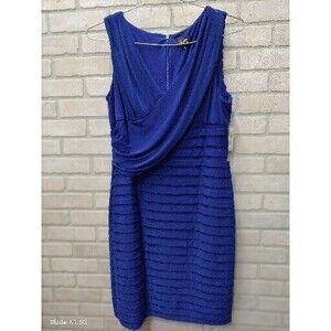 Nordstrom NWT Adrianna Papell Blue Sleeveless Midi Pencil Dress Pleated Size 16